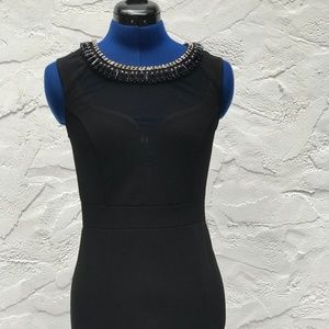 Sexy black body con dress with stones and beads